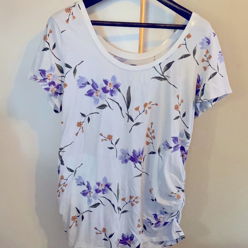 GUC Women’s Old Navy floral maternity postpartum top w/ side ruching, Size XL
